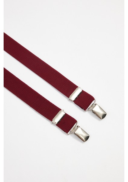 Erkek Düz Ince Bordo Pantolon Askısı