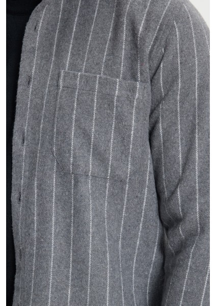 Erkek Regular Fit Klasik Kesim Çizgili Çift Cep Kapaklı Oduncu Gömlek modelleri