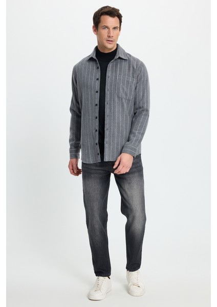 Erkek Regular Fit Klasik Kesim Çizgili Çift Cep Kapaklı Oduncu Gömlek fırsatları
