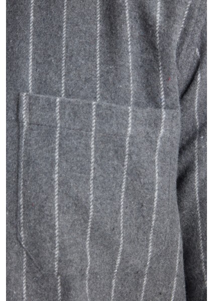 Erkek Regular Fit Klasik Kesim Çizgili Çift Cep Kapaklı Oduncu Gömlek