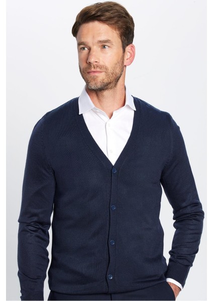 Slim Fit Dar Kesim Düğmeli Düz Tüylenmeyen Yumuşak Dokulu Erkek Hırka