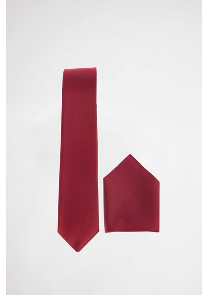 3'lü Paket Düz Klasik Cep Mendilli Lacivert-Siyah-Bordo Erkek Kravat