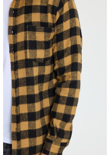 Erkek Slim Fit Dar Kesim Uzun Kollu Cepli Kareli Dama Desenli Kışlık Oduncu Gömlek