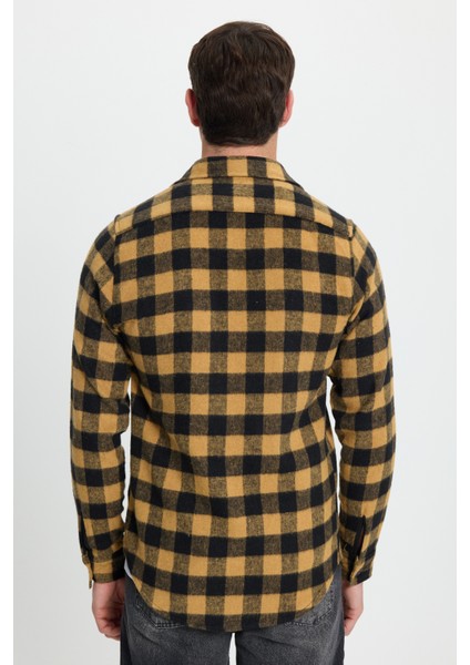 Erkek Slim Fit Dar Kesim Uzun Kollu Cepli Kareli Dama Desenli Kışlık Oduncu Gömlek