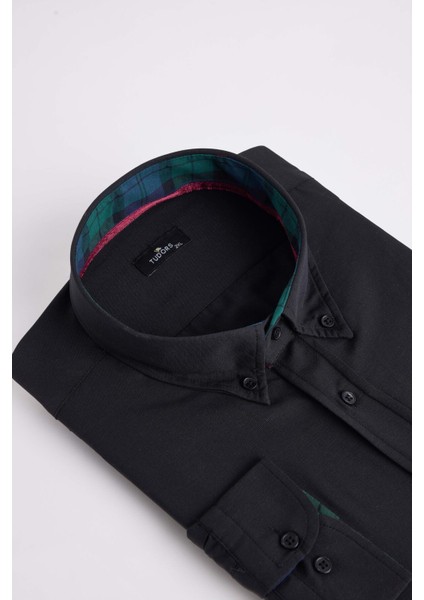 Büyük Beden Düğmeli Yaka Poplin Pamuklu Kolay Ütü Oxford Erkek Gömlek