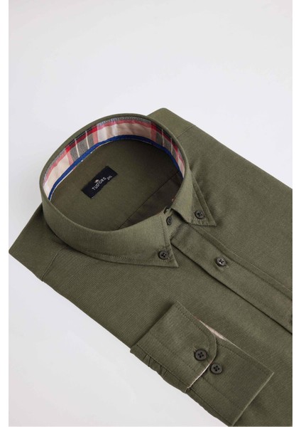 Büyük Beden Düğmeli Yaka Poplin Pamuklu Kolay Ütü Oxford Erkek Gömlek