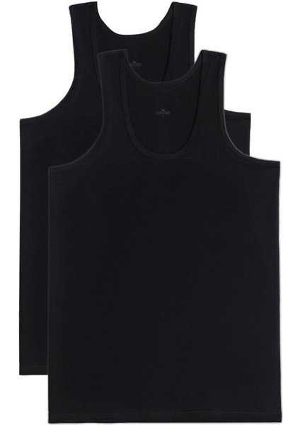 2 Adet Compact Penye Siyah Erkek Atlet Pamuklu Standart Fit Normal Kesim 2'li Paket