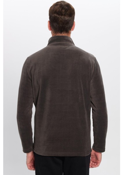 Unisex Standart Fit Anti-pilling Tüylenme Yapmayan Soğuk Geçirmez Füme Dik Bato Yaka Polar Sweatshir