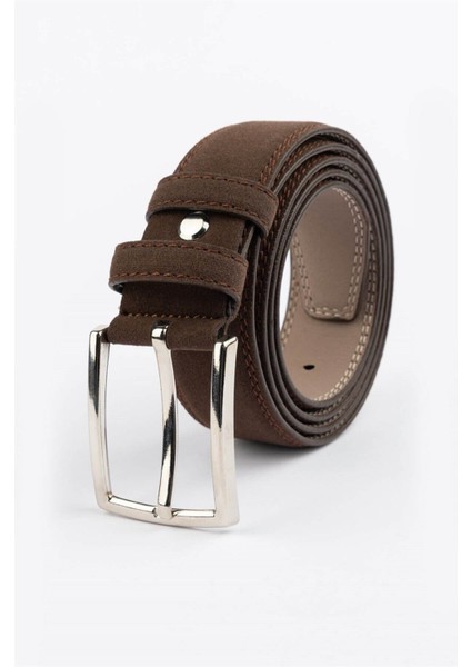 Erkek 3,5 cm Klasik Kahverengi Kemer