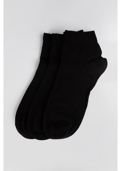 3'lü Düz Kısa Siyah Erkek Çorap