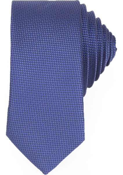 İnce Armürlü Sax Mavi Erkek Kravat