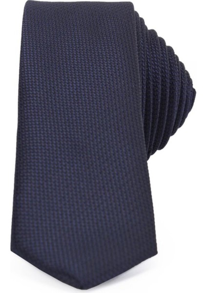 İnce Armürlü Lacivert Erkek Kravat