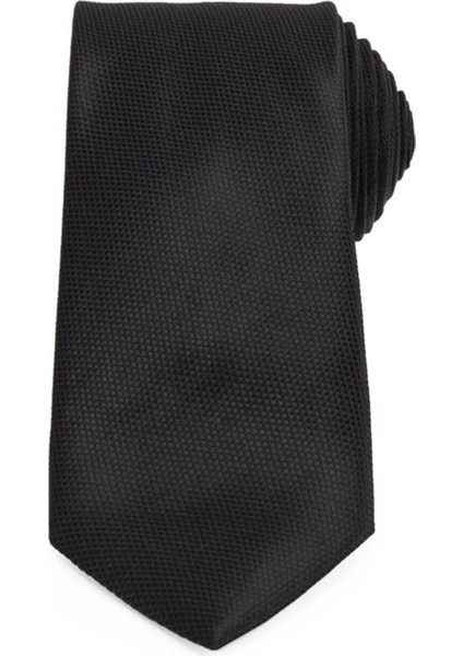 Desenli Klasik Cep Mendilli Siyah Erkek Kravat