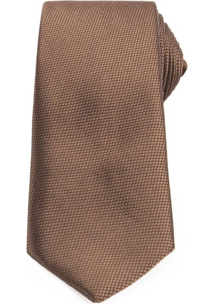 Desenli Klasik Cep Mendilli Kahverengi Erkek Kravat