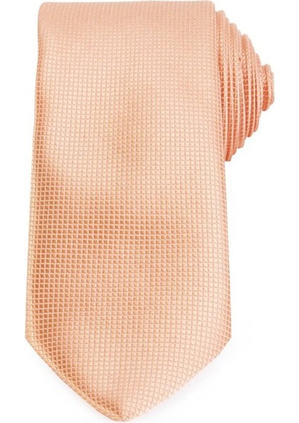 Desenli Klasik Cep Mendilli Somon Rengi Erkek Kravat