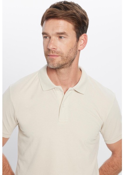 Erkek Slim Fit Dar Kesim Pamuklu Yumuşak Dokulu Serin Tutan Kumaş Düz Pike Beyaz Polo Yaka Tişört