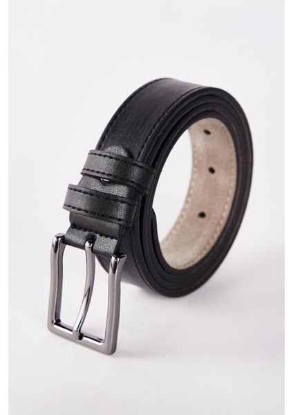 Erkek Deri 3 cm Klasik Siyah Kemer