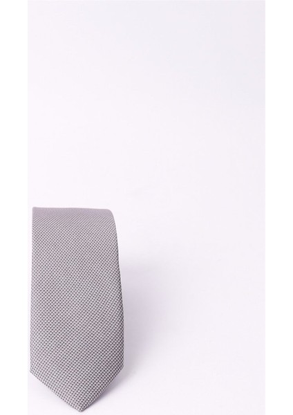 Kendinden Desenli Düz Erkek Gri Kravat