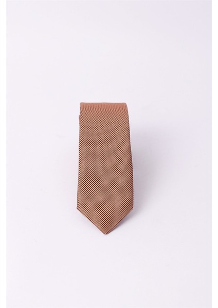 Kendinden Desenli Düz Erkek Altın Rengi Kravat