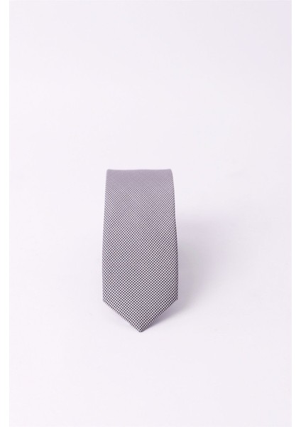 Kendinden Desenli Düz Erkek Gri Kravat