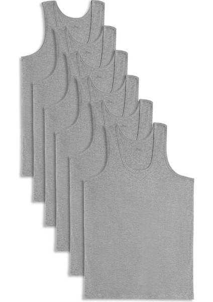 6 Adet Compact Penye Gri Erkek Atlet Pamuklu Standart Fit Normal Kesim 6'lı Paket