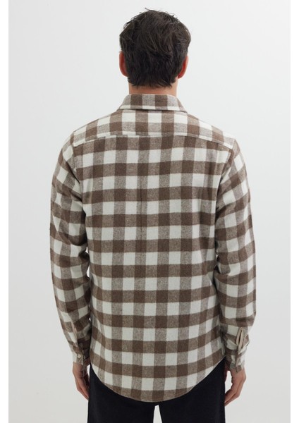 Erkek Slim Fit Dar Kesim Uzun Kollu Cepli Kareli Dama Desenli Kışlık Oduncu Gömlek