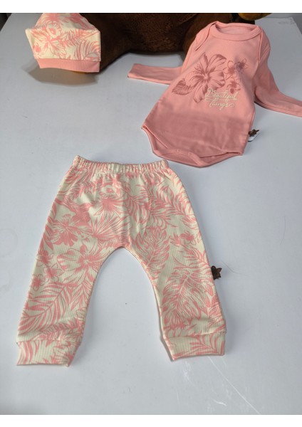 Erkek-Kız Bebek Omuz Genişletmeli Çıtçıtlı Body Pijama Bere Takımı, %100 Pamuk , 3-6-9 Ay fiyatları