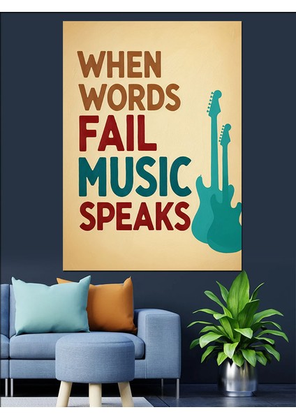 Sözler Müzik Enstrüman Konuşur Dekoratif Kanvas - Mdf Ahşap Tablo fiyatları
