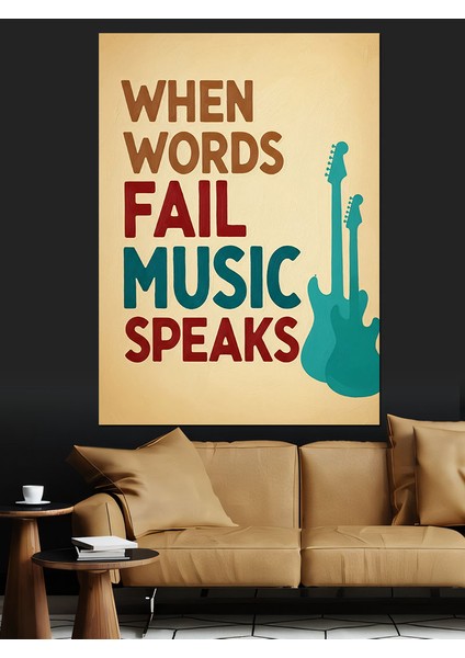 Sözler Müzik Enstrüman Konuşur Dekoratif Kanvas - Mdf Ahşap Tablo modelleri