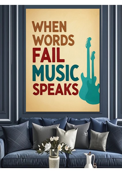 Sözler Müzik Enstrüman Konuşur Dekoratif Kanvas - Mdf Ahşap Tablo fırsatları