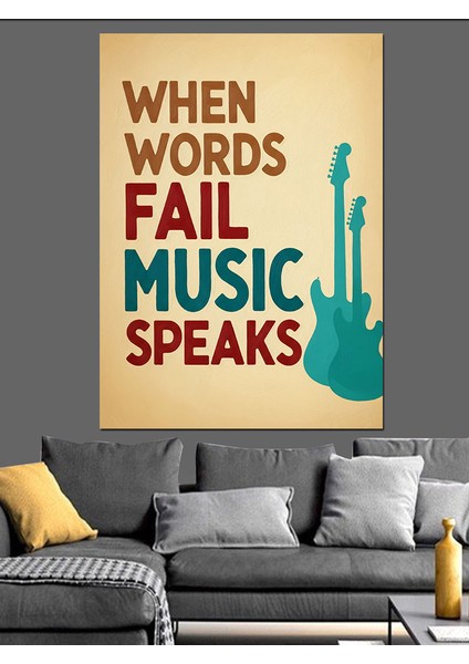 Sözler Müzik Enstrüman Konuşur Dekoratif Kanvas - Mdf Ahşap Tablo indirimleri