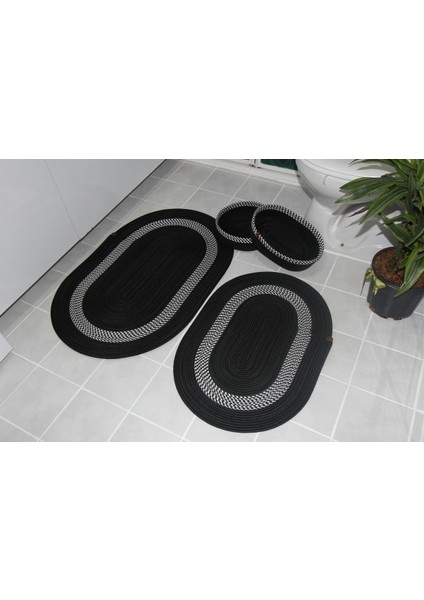 Şık Siyah Jüt Banyo Seti ve Paspas Takımı fiyatları