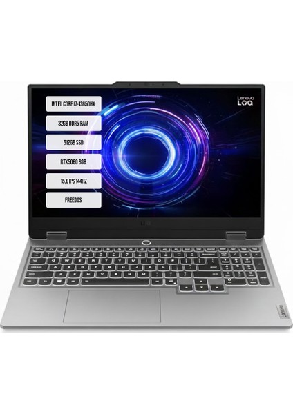 Loq 15IRX10 83JE00ETTR-06 I7-13650HX 32GB Ddr5 512GB SSD RTX5060-8GB 15.6" IPS 144Hz Dos
