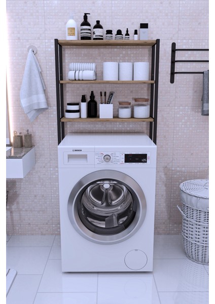 Beyaz Çamaşır Makinesi Üstü Düzenleyici Rafı, Banyo Dolabı, Pratik ve Şık Tasarım