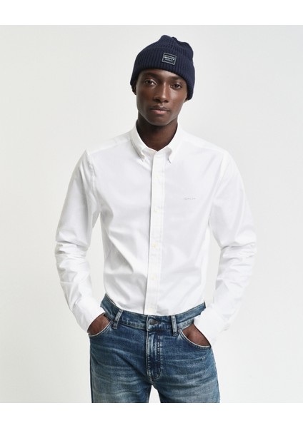 Erkek Siyah Regular Fit Düğmeli Yaka Oxford Gömlek 3000302.110