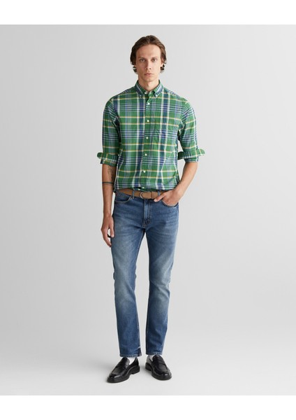 Erkek Yeşil Regular Fit Düğmeli Yaka Çizgili Gömlek 3250212.338 modelleri