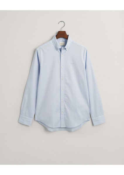 Erkek Mavi Regular Fit Düğmeli Yaka Oxford Gömlek 3000300.455