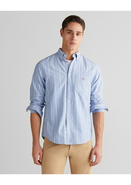 Erkek Mavi Regular Fit Düğmeli Gömlek 3250215.407