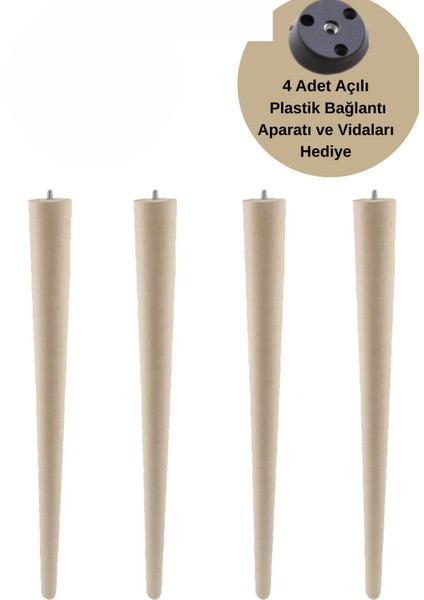 Ahşap Ham Ayak 40 cm 4'lü Set Kütük Masa Orta Sehpa Zigon Ayağı