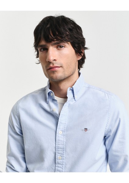 Erkek Mavi Slim Fit Klasik Yaka Oxford Gömlek 3000202.455 indirimleri