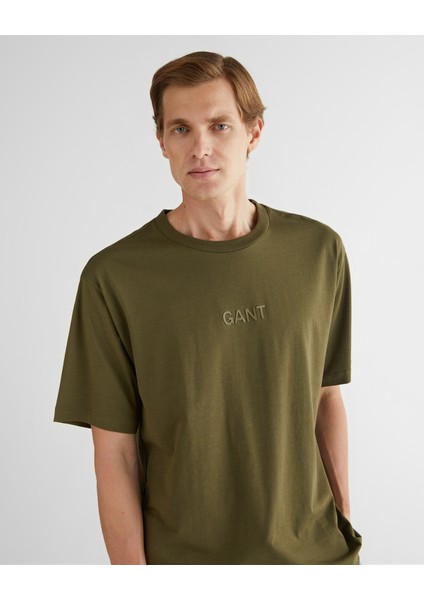 Erkek Yeşil Relaxed Fit Bisiklet Yaka Logolu T-Shirt 2325138T.301 fırsatları