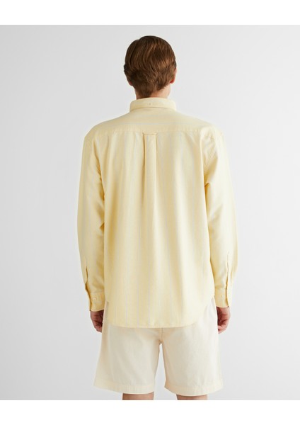 Erkek Sarı Relaxed Fit Düğmeli Yaka Çizgili Gömlek 3250024.714 fiyatları