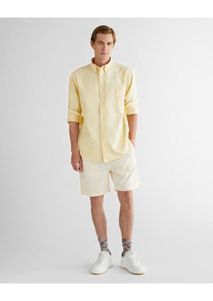 Erkek Sarı Relaxed Fit Düğmeli Yaka Çizgili Gömlek 3250024.714 modelleri