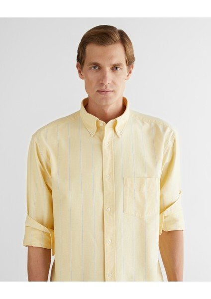 Erkek Sarı Relaxed Fit Düğmeli Yaka Çizgili Gömlek 3250024.714 fırsatları