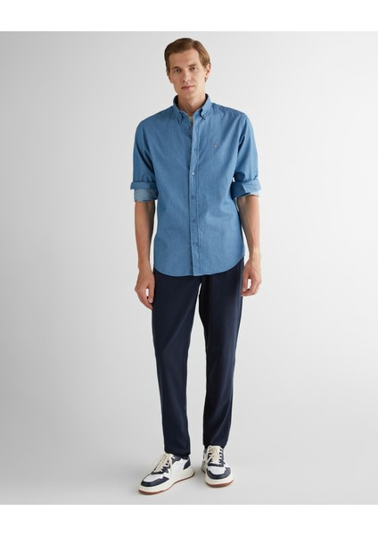 Erkek Mavi Regular Fit Düğmeli Yaka Gömlek 3825142T.403 fiyatları