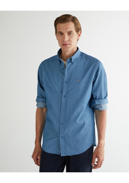 Erkek Mavi Regular Fit Düğmeli Yaka Gömlek 3825142T.403 indirimleri