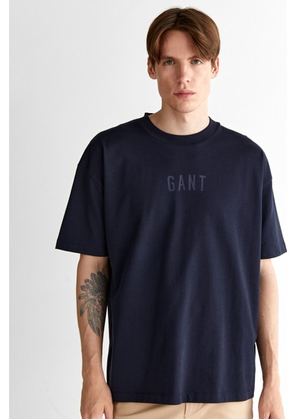 Erkek Lacivert Relaxed Fit Bisiklet Yaka Logolu T-Shirt 2325139T.433 fırsatları