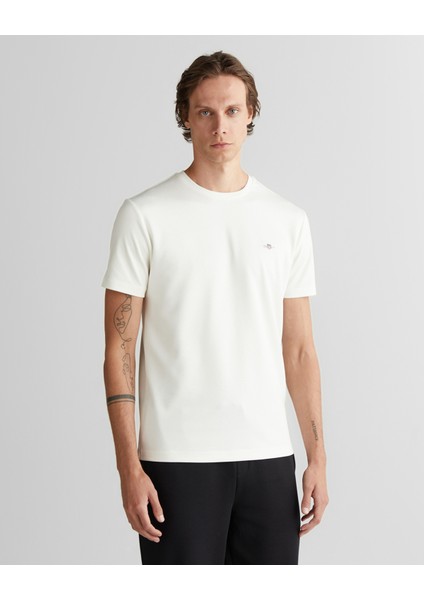 Erkek Beyaz Regular Fit Bisiklet Yaka T-Shirt 2324367T.113