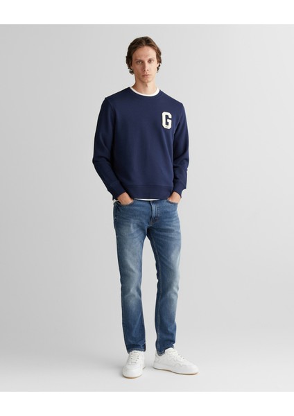 Erkek Lacivert Regular Fit Bisiklet Yaka Logolu Sweatshirt 2067062.433 modelleri