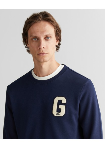 Erkek Lacivert Regular Fit Bisiklet Yaka Logolu Sweatshirt 2067062.433 fırsatları